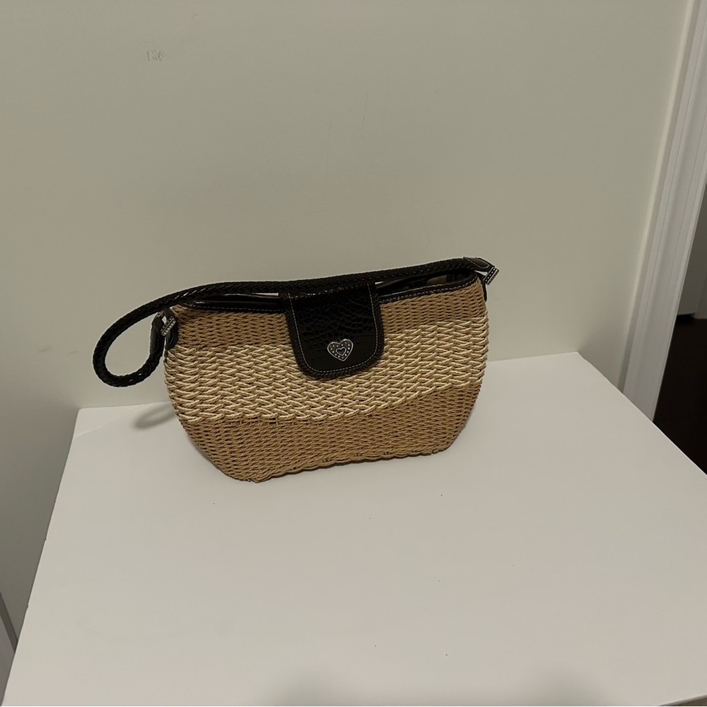 BRIGHTON Bag Woven Straw with Black Trim